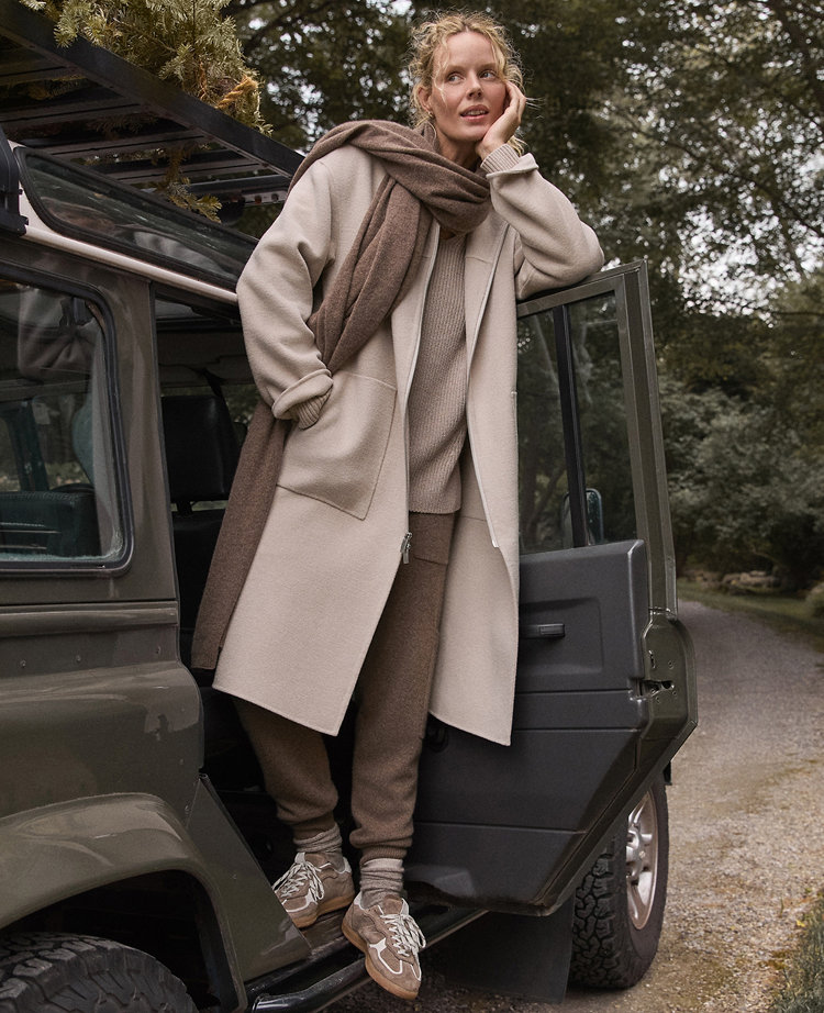 Ann Taylor Haven Well Within Wool Blend Funnel Neck Coat Light Ash Melange Women's