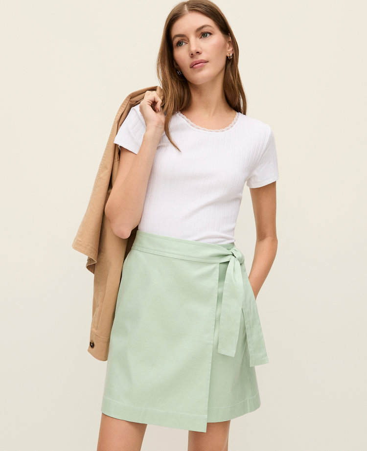 Petite Weekend Collection Belted Wrap Effect Skirt