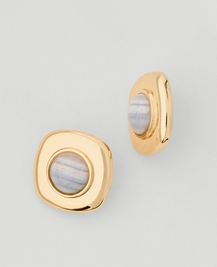Ann Taylor Square Stone Stud Earrings Goldtone Women's