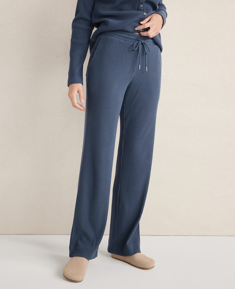 Ann Taylor Haven Well Within Ottoman Rib Straight Leg Pants In Blue
