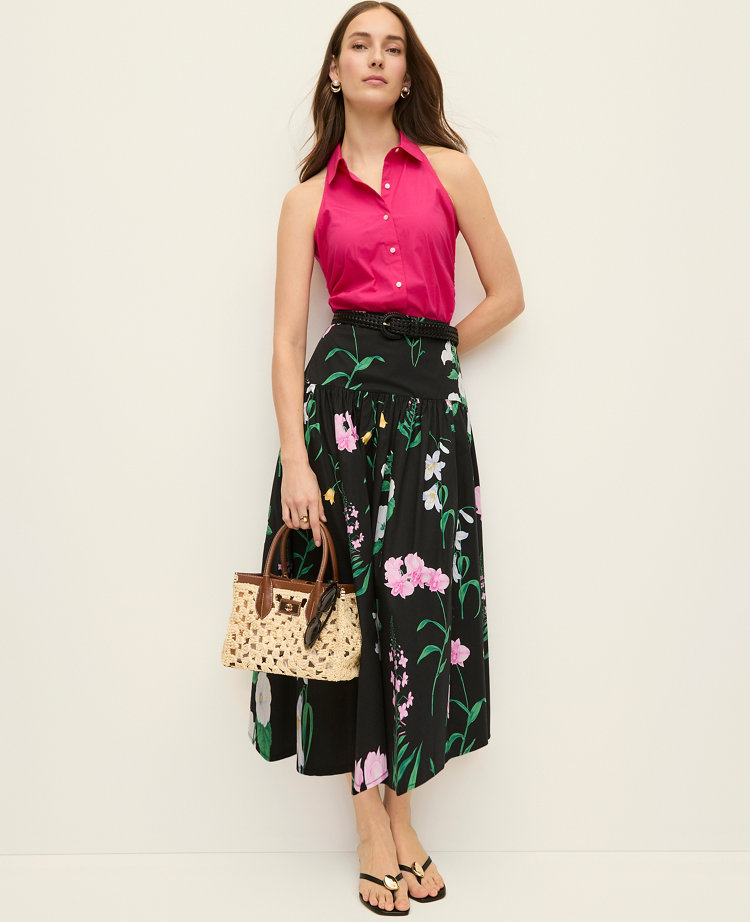 Petite Floral Gathered Maxi Skirt