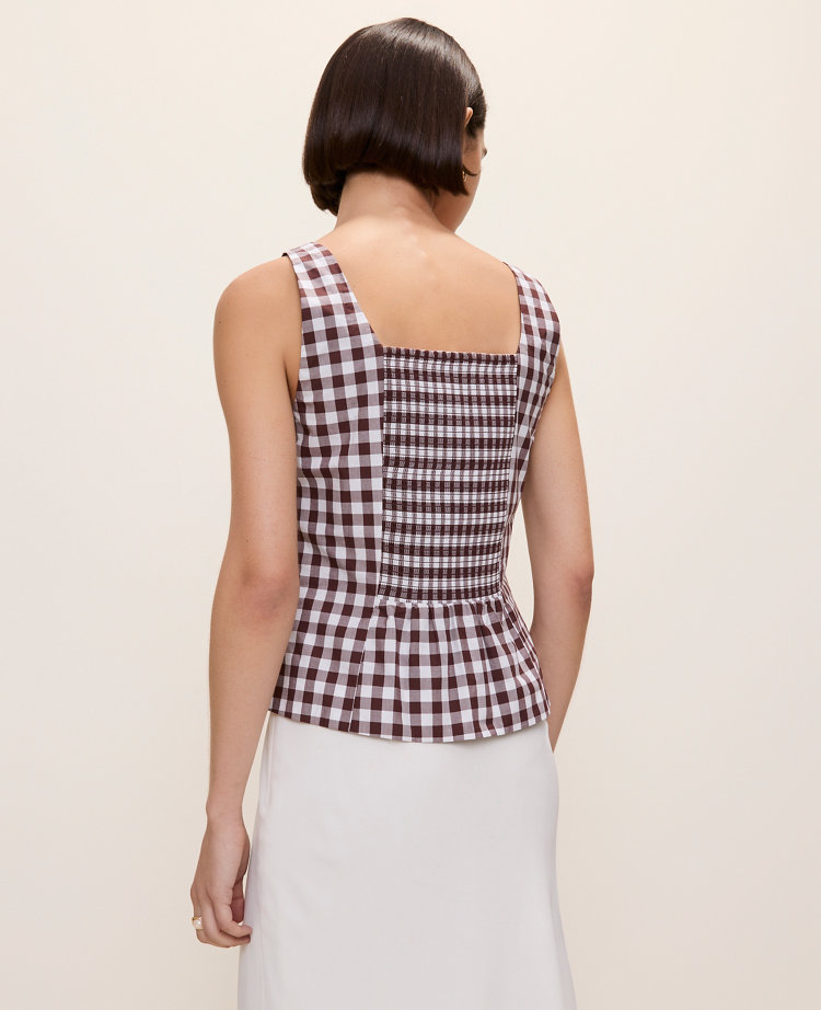 Gingham Peplum Tank Top