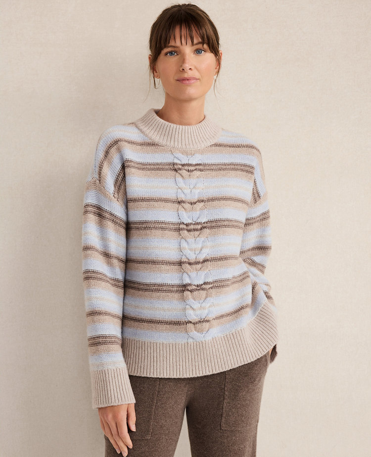 Haven Well Within Wool Blend Cable Stripe Crewneck Sweater