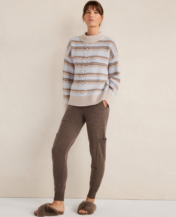 Haven Well Within Wool Blend Cable Stripe Crewneck Sweater