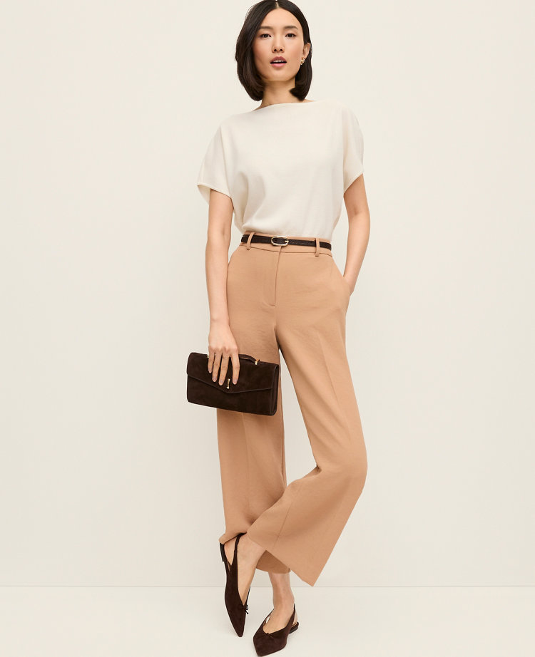 The Wide-Leg Cropped Pant in Textured Crepe