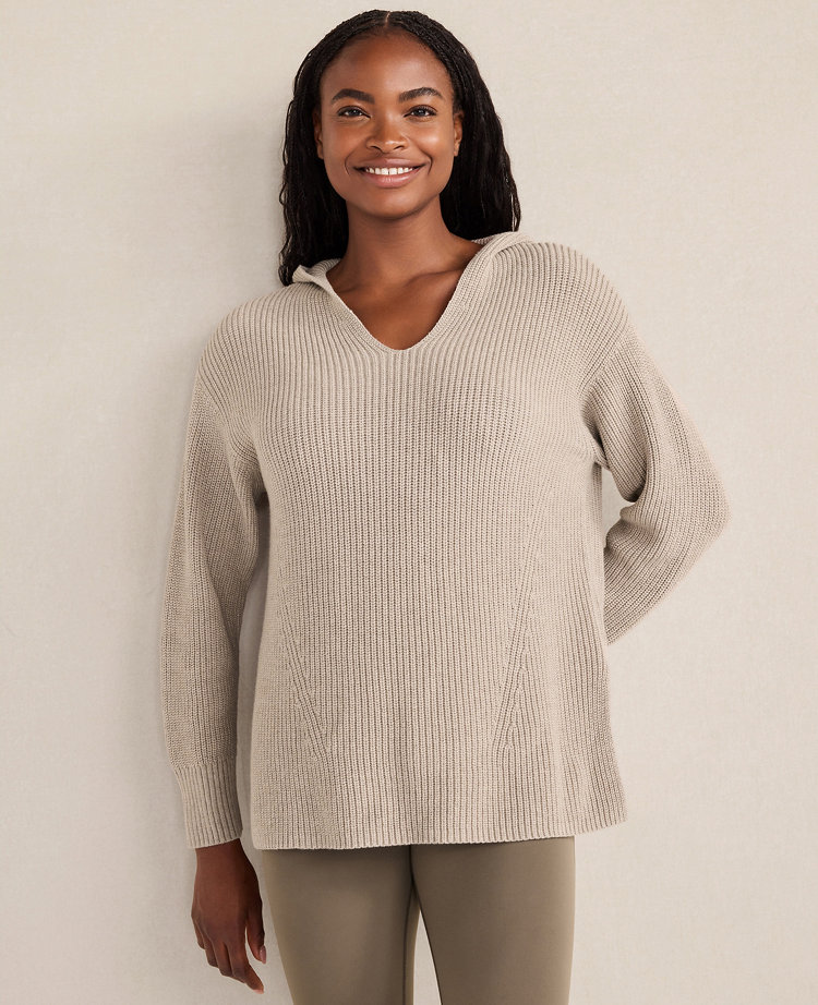 Ann Taylor Haven Well Within Organic Cotton Cashmere Shaker Stitch Hoodie