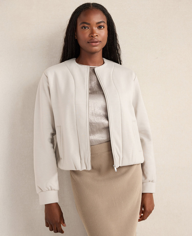 Ann Taylor Haven Well Within Soft-brushed Fleece Bubble Bomber In Gray