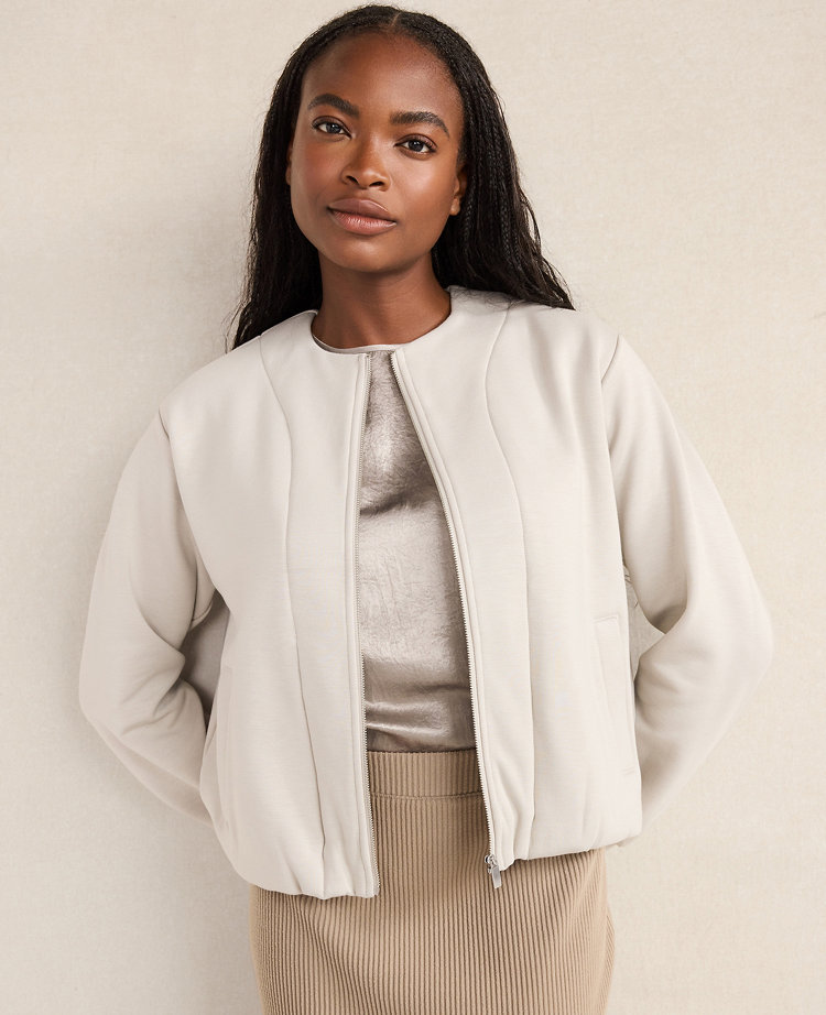 Ann Taylor Haven Well Within Soft-brushed Fleece Bubble Bomber In Gray