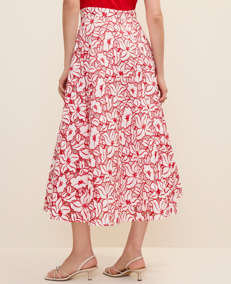 Eyelet Full Midi Skirt