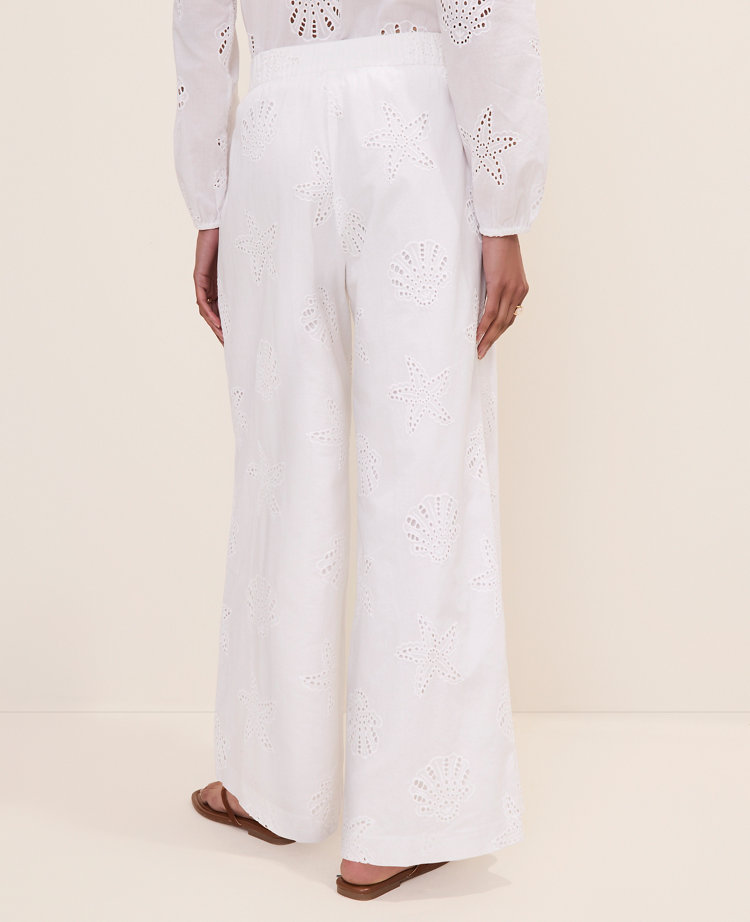 The Petite Easy Palazzo Pant in Eyelet