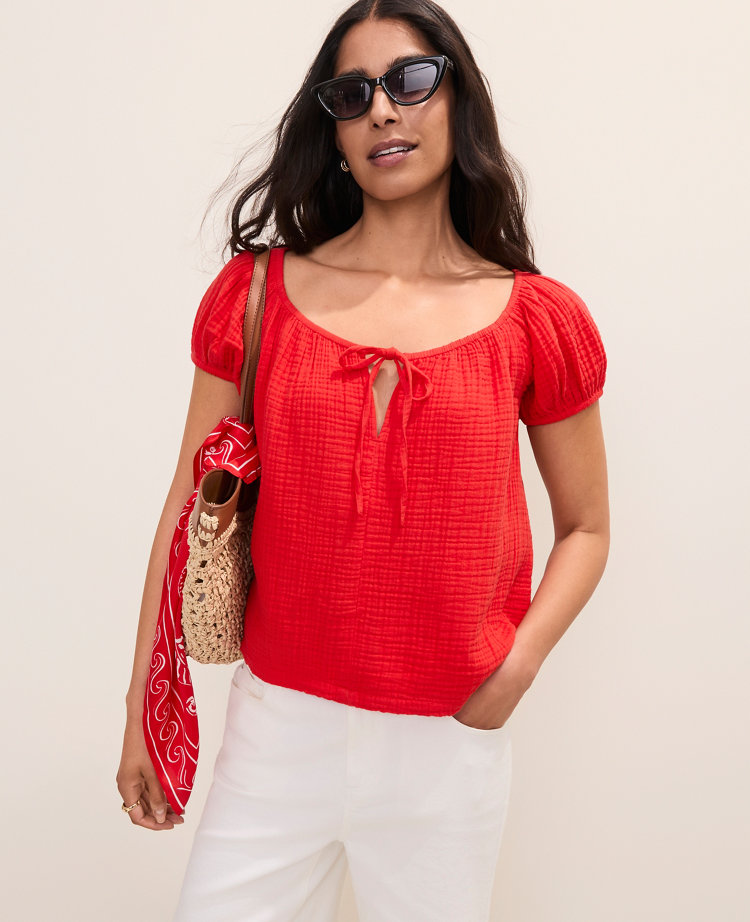Gathered Tie Neck Top