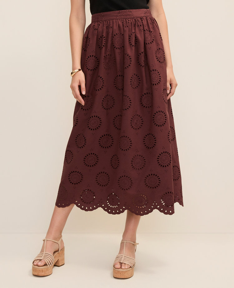 Weekend Eyelet Gathered Maxi Skirt