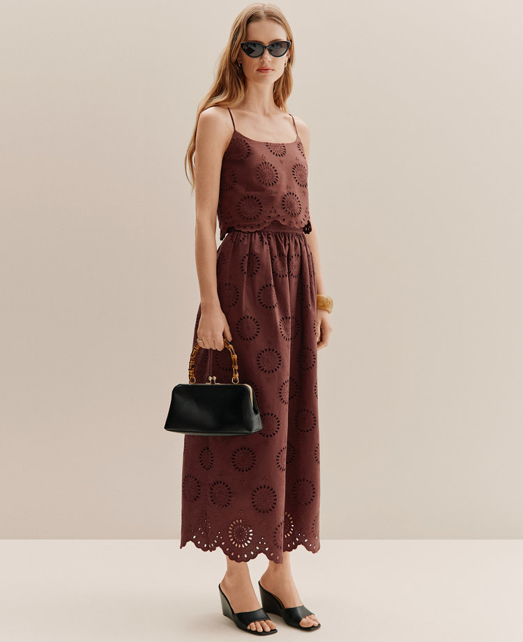 Weekend Eyelet Gathered Maxi Skirt