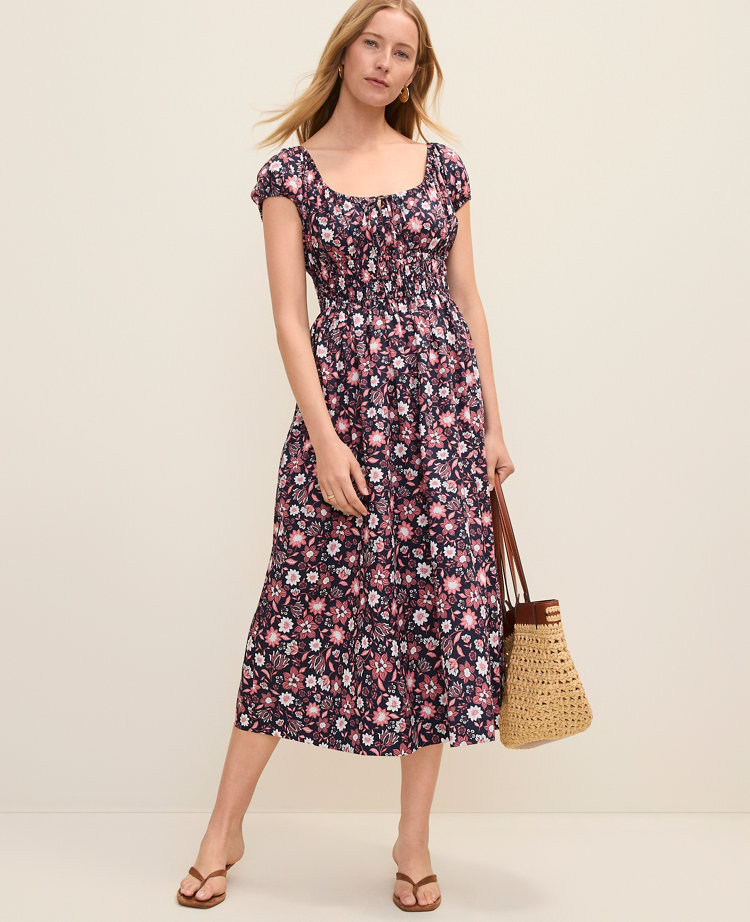Floral Smocked Midi Dress carousel Product Image 1