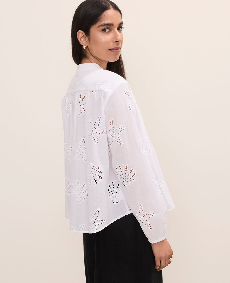Eyelet V-Neck Popover