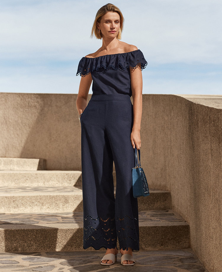 The Petite Easy Wide-Leg Pant in Linen Blend