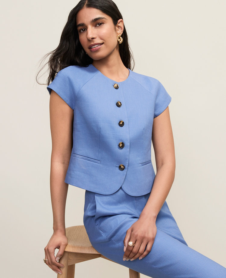 The Cap Sleeve Vest in Linen Blend