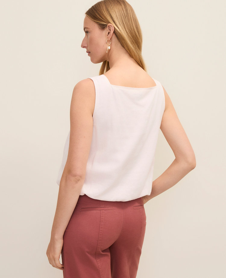 Weekend Bubble Hem Tank Top in Linen Blend