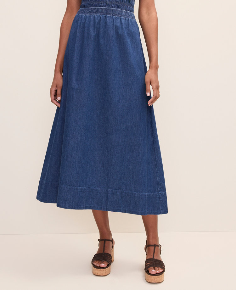 Petite Weekend Easy Fit Denim Midi Skirt