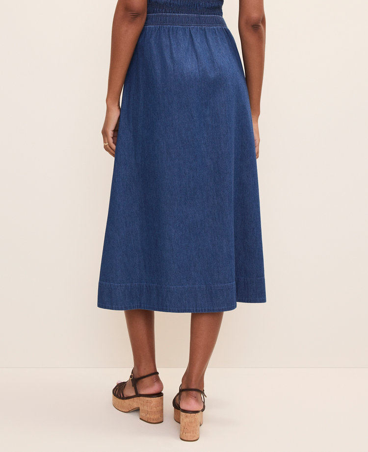 Petite Weekend Easy Fit Denim Midi Skirt
