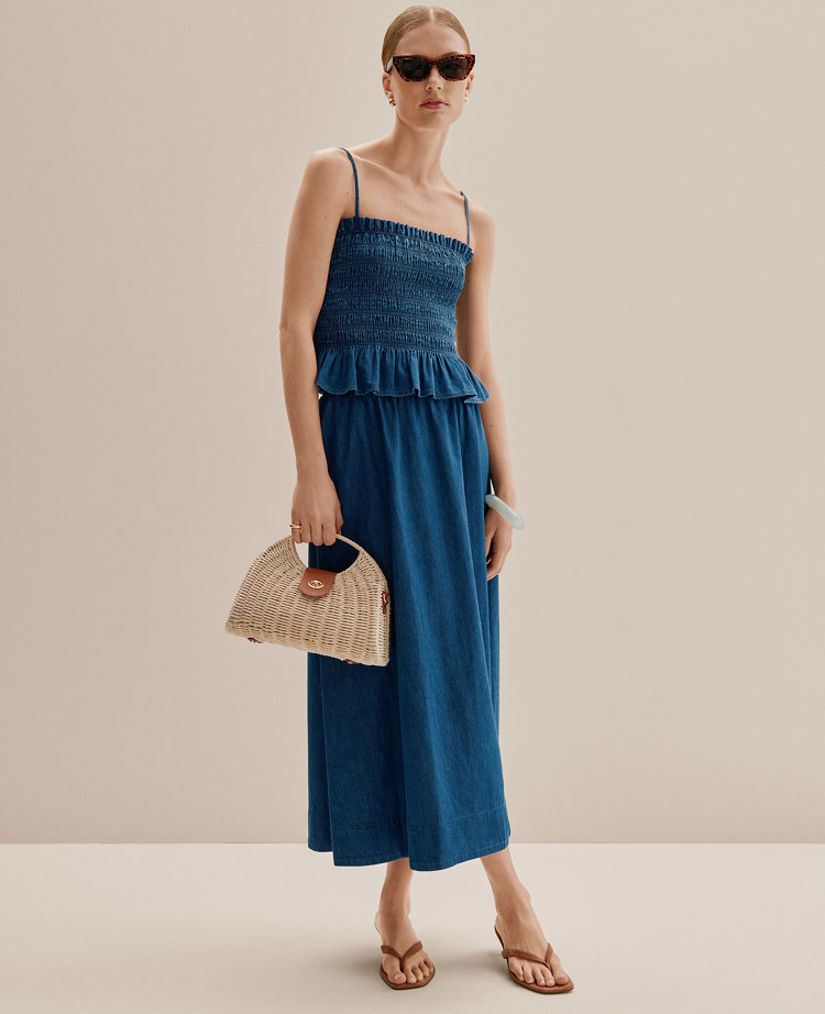 Petite Weekend Easy Fit Denim Midi Skirt