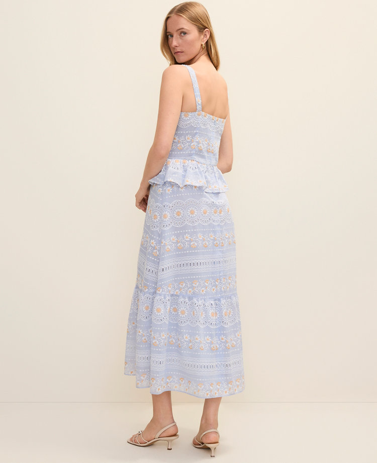 Petite Eyelet Peplum Midi Dress