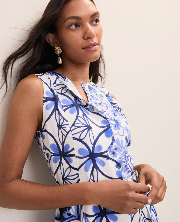 Petite Paisley Belted Flare Dress carousel Product Image 1