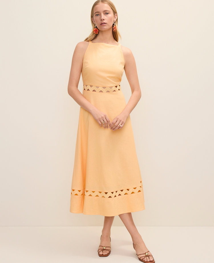 Petite Halter Dress in Linen Blend