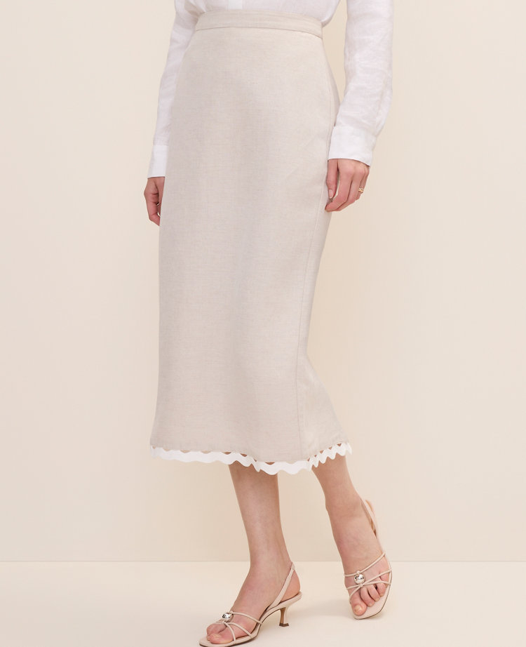 Petite Midi Skirt in Linen Blend carousel Product Image 2