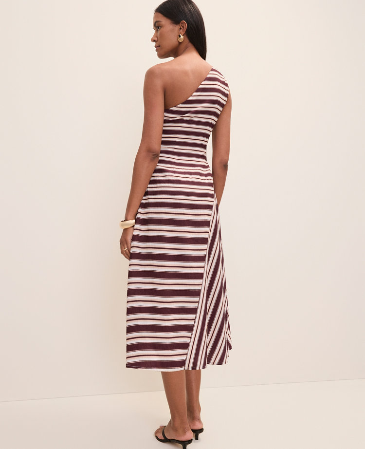 Petite Striped One-Shoulder Midi Dress carousel Product Image 2