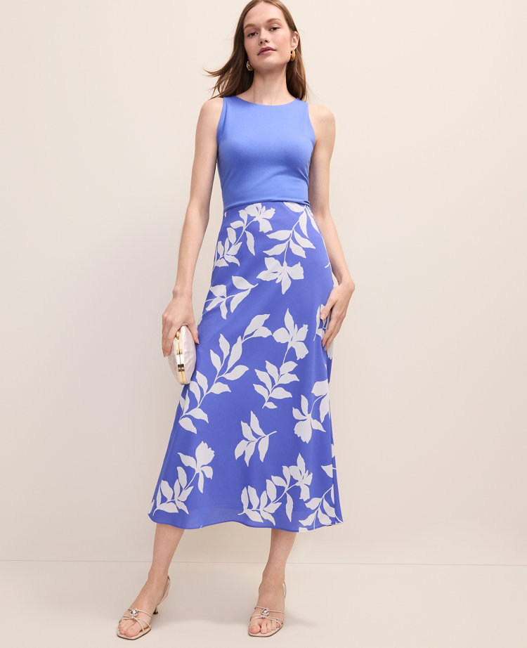 Petite Floral Bias Slip Skirt in Satin