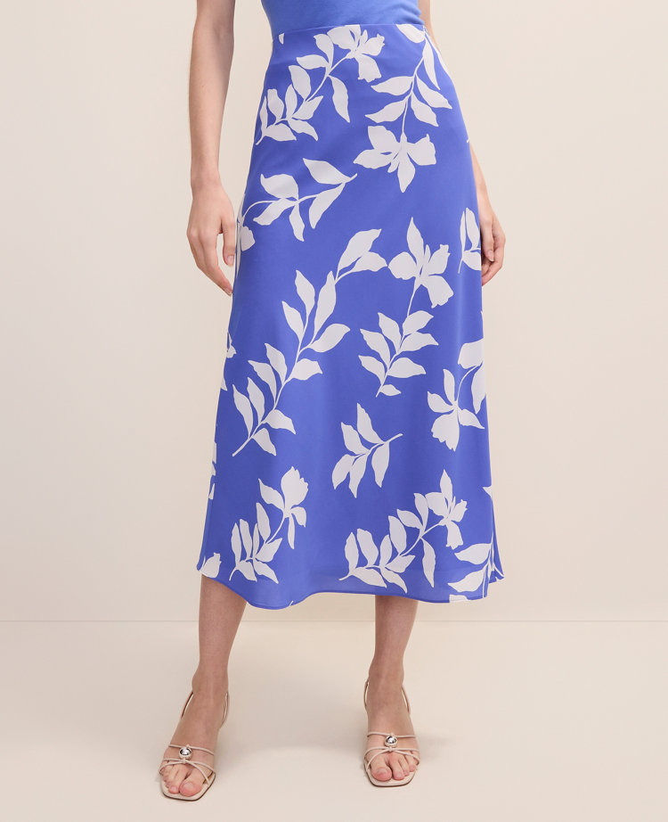 Petite Floral Bias Slip Skirt in Satin