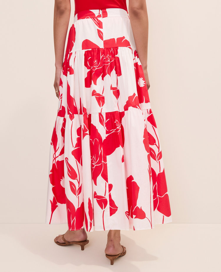 Petite Floral Tiered Full Skirt