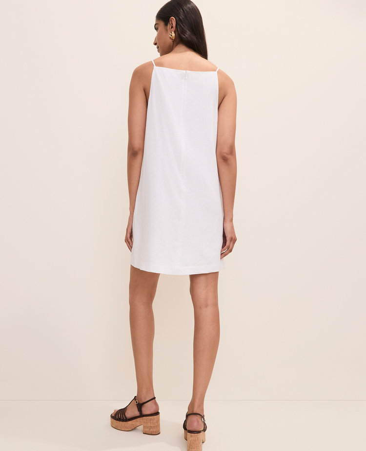 Petite Embroidered Shift Dress in Linen Blend