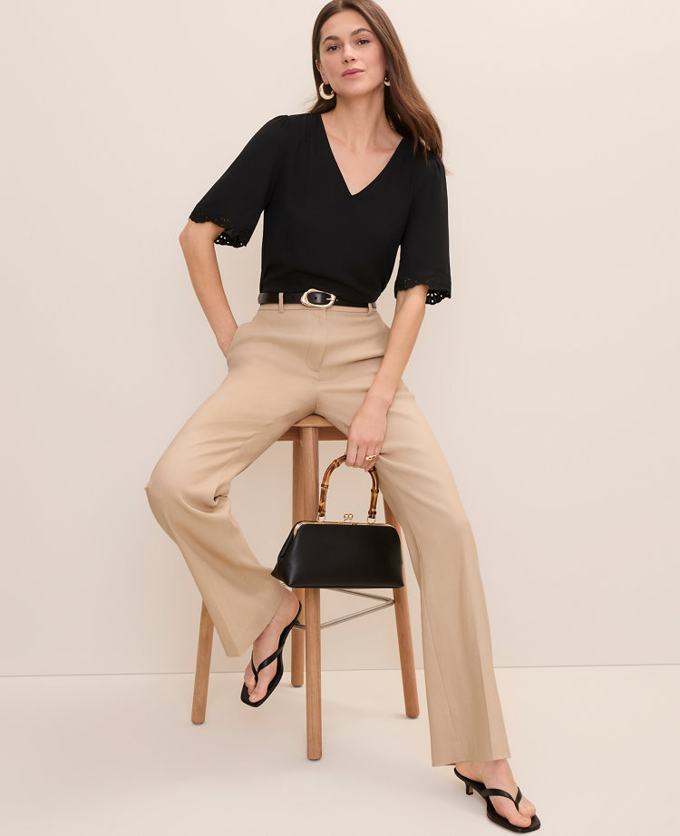 The Petite High Rise Trouser in Linen Blend carousel Product Image 1