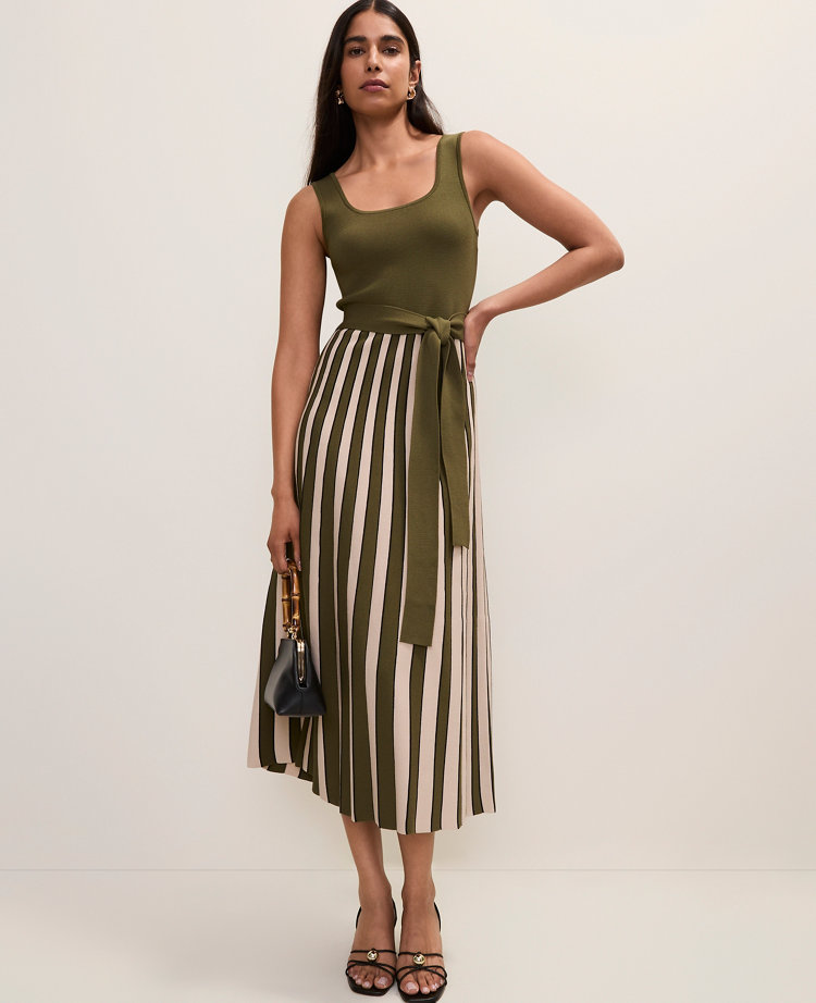 Petite Striped Square Neck Sweater Dress carousel Product Image 1