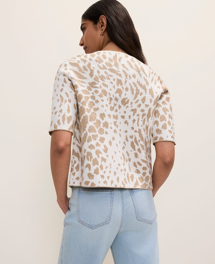 Petite Animal Print Short Sleeve Cardigan carousel Product Image 2