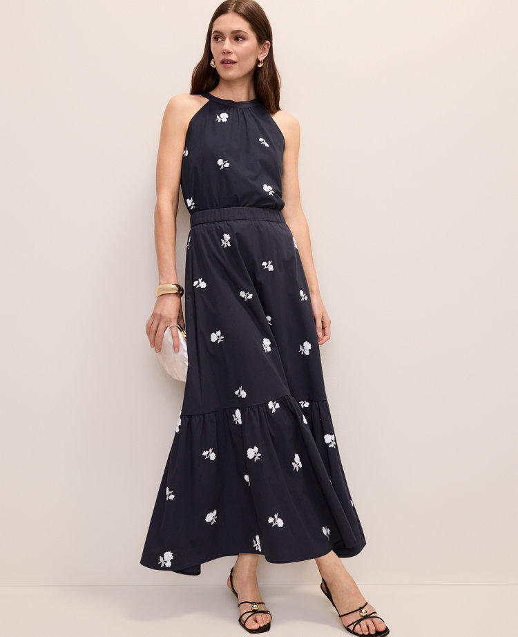 Petite Sequin Embellished Tiered Maxi Skirt