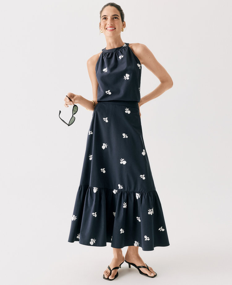 Petite Sequin Embellished Tiered Maxi Skirt