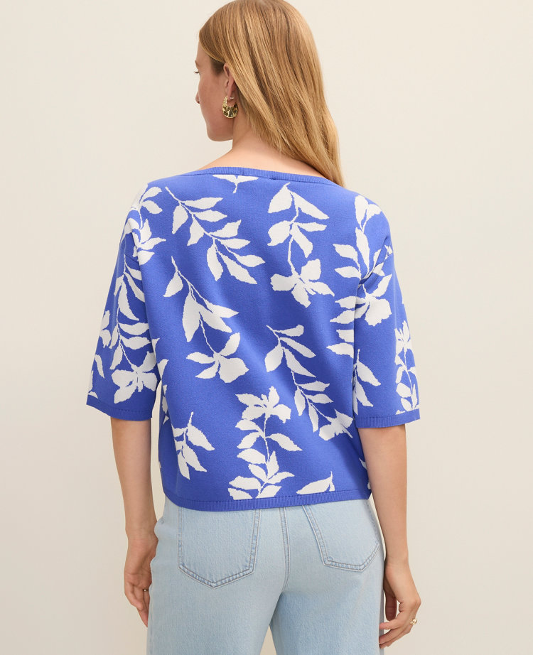 Petite Floral Jacquard Boatneck Sweater carousel Product Image 2