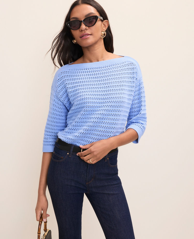 Petite Pointelle Boatneck Sweater carousel Product Image 3