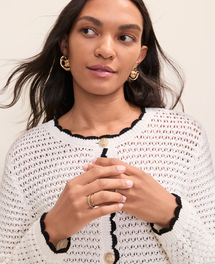 Petite Scalloped Trim Cardigan carousel Product Image 1
