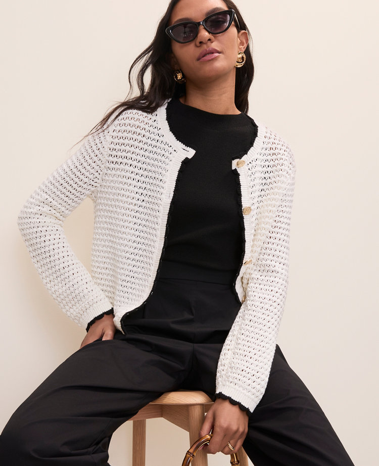 Petite Scalloped Trim Cardigan carousel Product Image 4