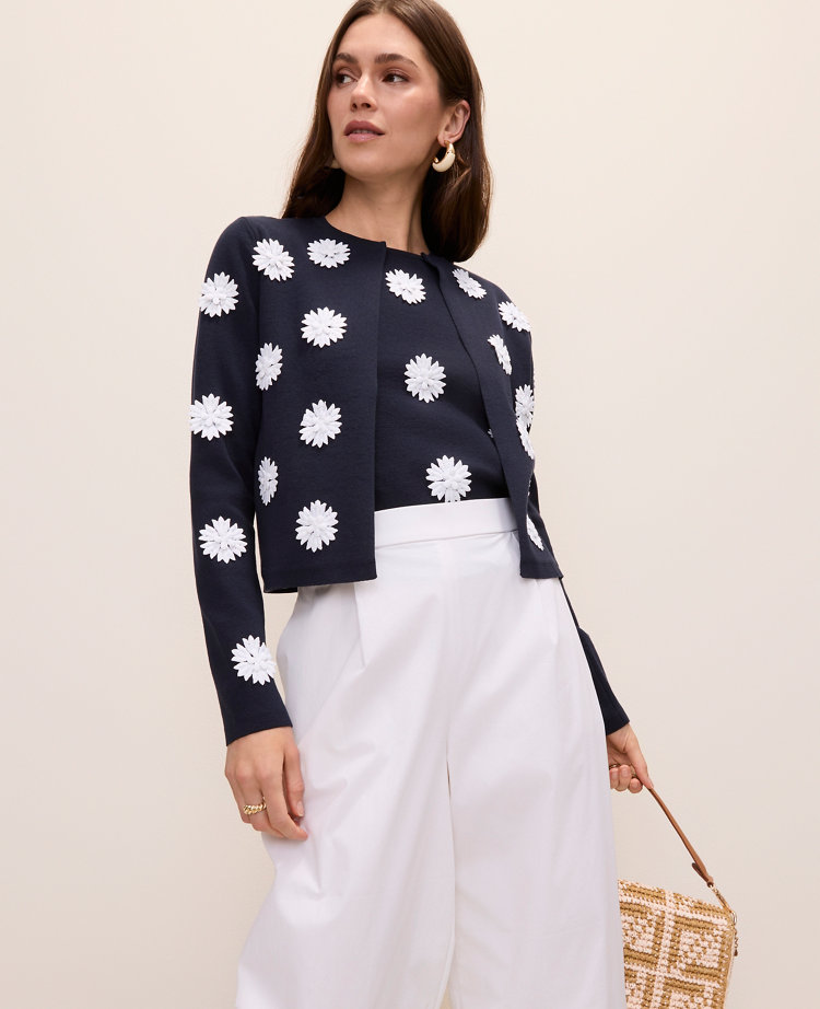 Petite Floral Appliqué Cardigan