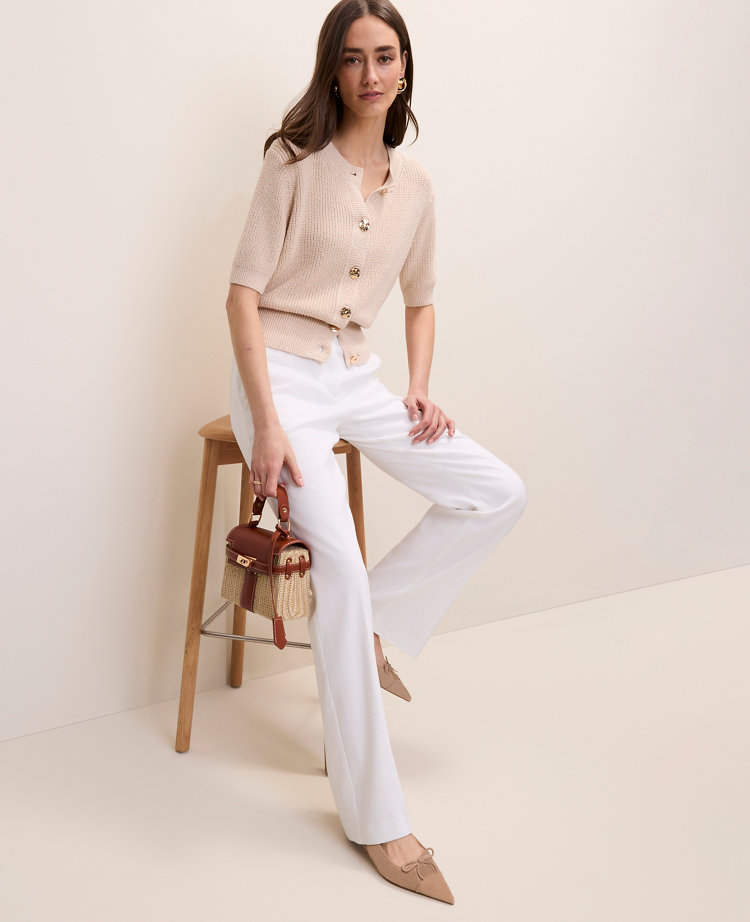 The Petite High Rise Trouser in Linen Blend