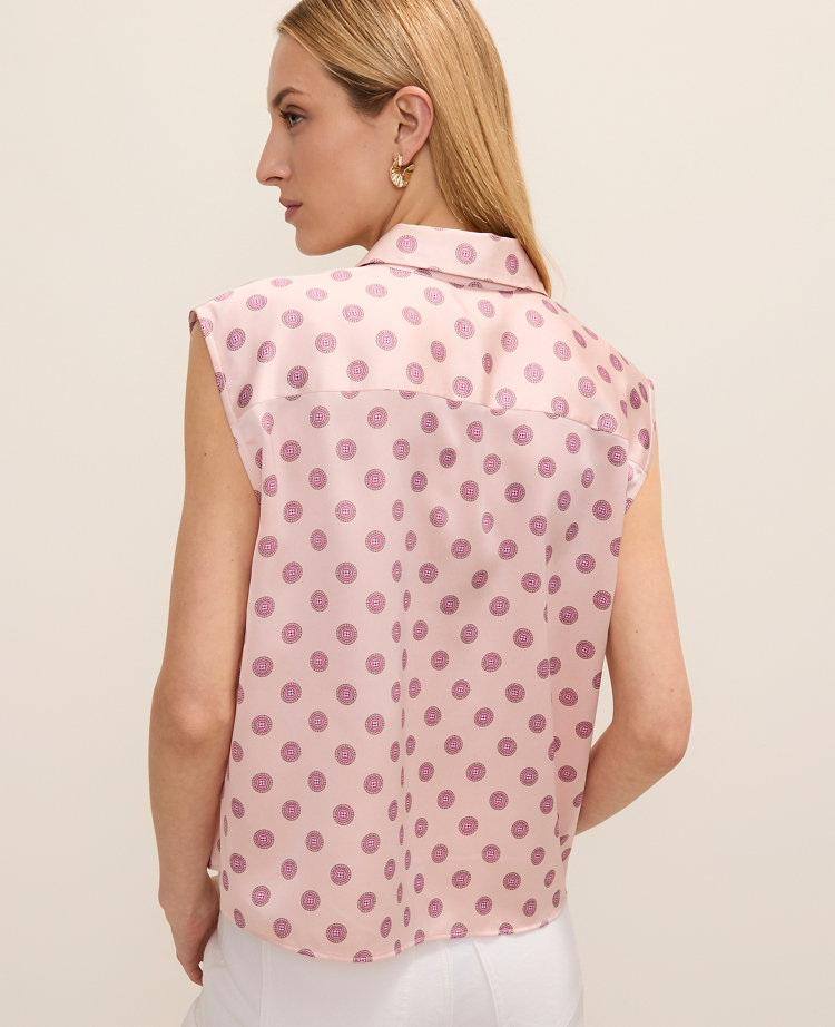 Geo Collared Satin Blouse