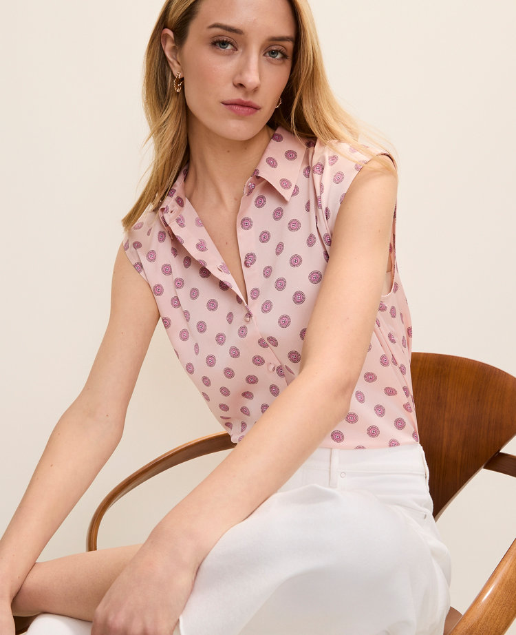 Geo Collared Satin Blouse
