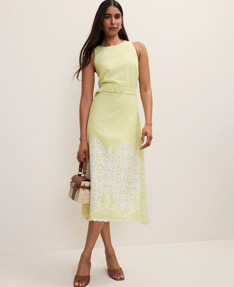Petite Eyelet Halter Midi Dress carousel Product Image 1
