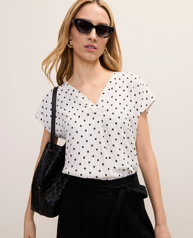 Petite Polka Dot Mixed Media Top