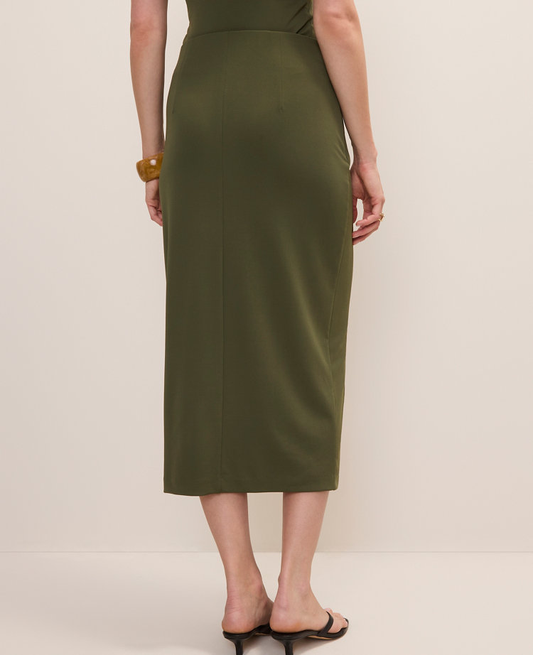 Petite Hardware Embellished Wrap Midi Skirt